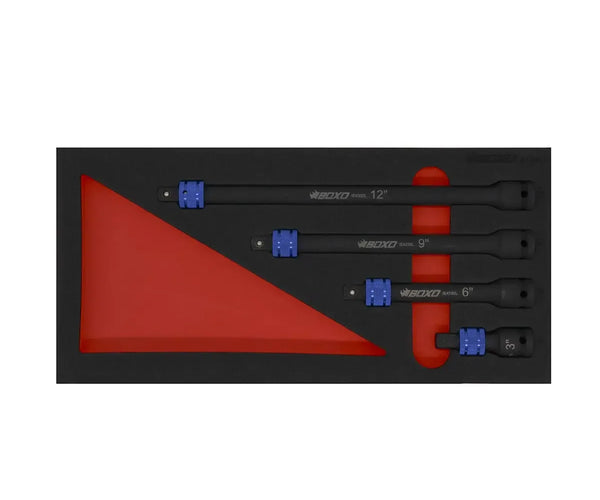 4-Piece ½” Drive Quick Release Impact Extension Set | 1/3 Drawer