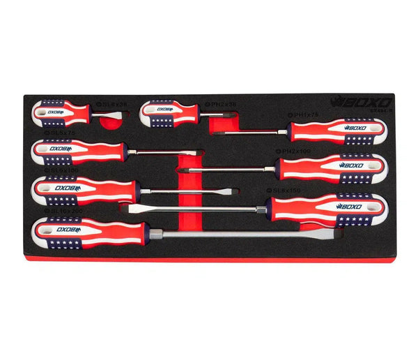 8-Piece American Flag Handle Screwdriver Set | 1/3rd EVA Foam