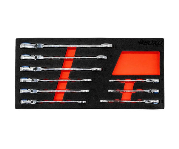 9-Piece Flex Head 100T SAE Ratcheting Combination Wrench Set with