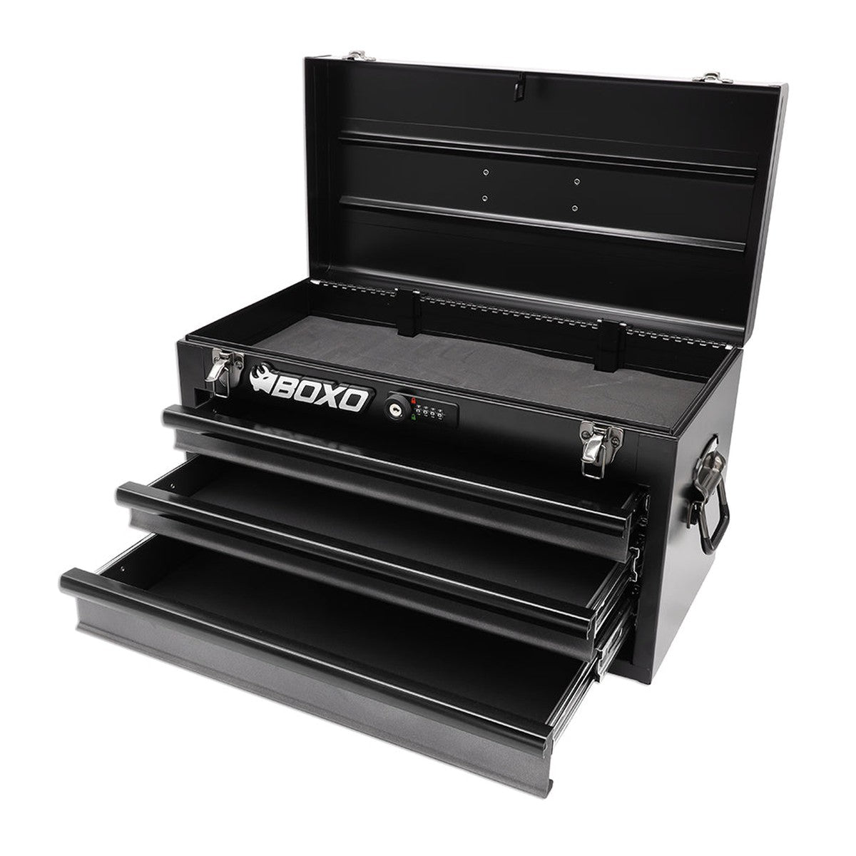 20" 3-Drawer Portable Steel Tool Box | Black-Boxo USA