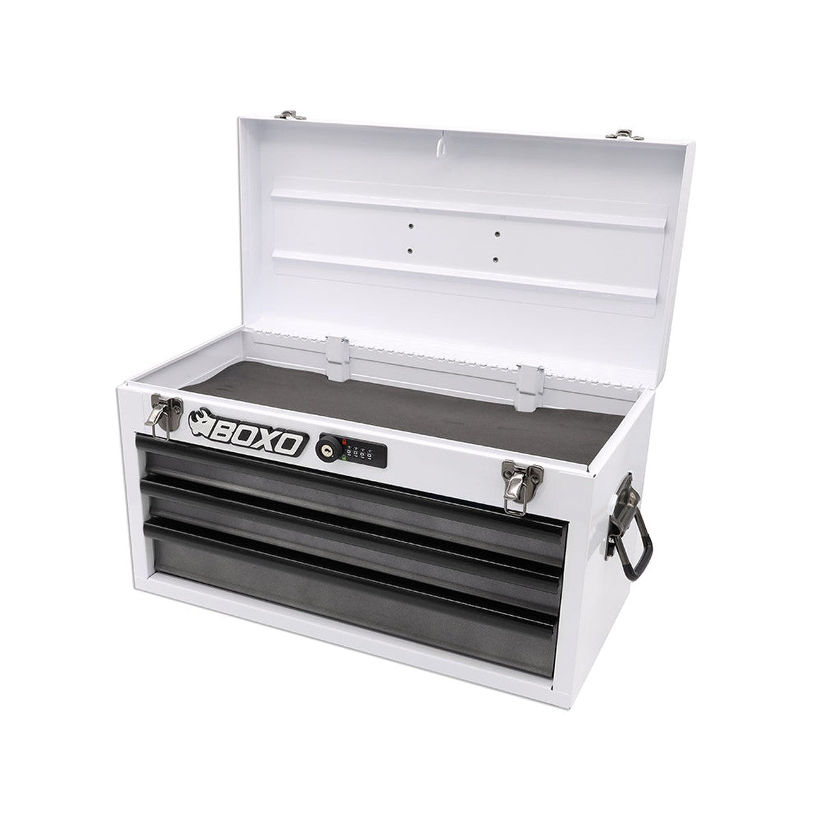 Boxo Tools 3-Drawer Portable Steel Tool Box, White