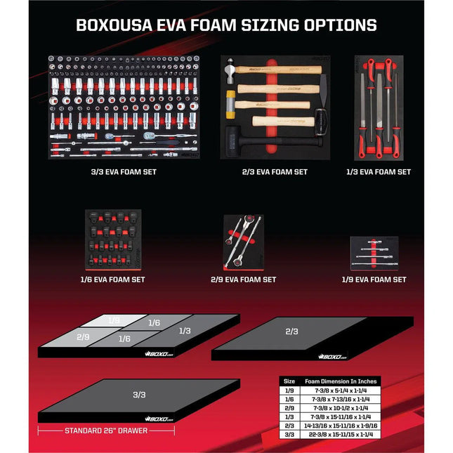 BoxoUSA 13 Piece Ultra-Thin Double Open-Ended Spanner Set | 1/3rd EVA Foam BX541-R2