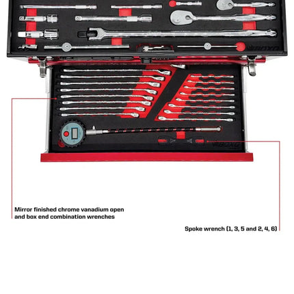 BoxoUSA MotoBox | New Ricky Carmichael 3-Drawer Portable Tool Box with 103-Piece Metric Motorcycle Tool Set MOTOBX1-BK-RC2
