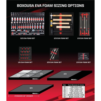 BoxoUSA 16-piece ¼” Drive & ⅜” Drive 6-point Universal Socket Set BX847-R2