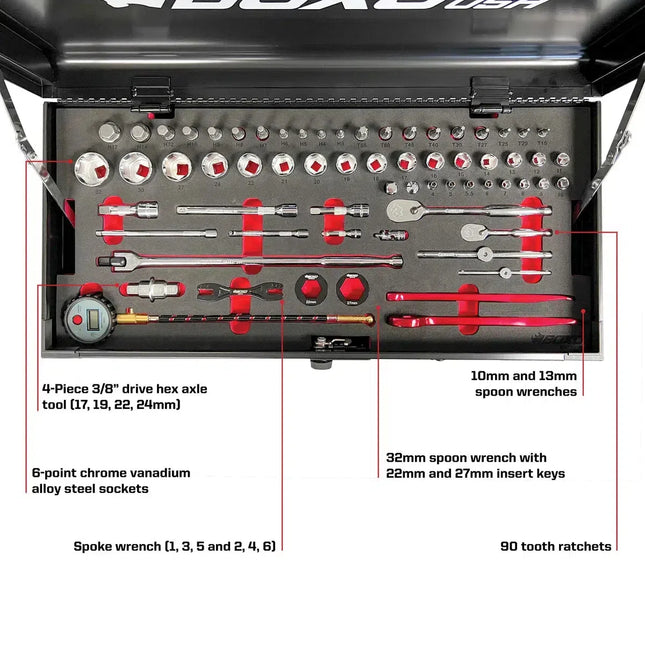 BoxoUSA MotoBox | 103-Piece Metric Motorcycle Tool Set with 5-Drawer Hand Carry Tool Box MOTOBX5-BK