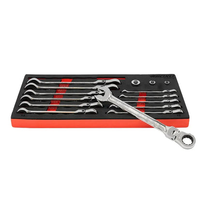 BoxoUSA 15-Piece Metric Flex Head Ratcheting Wrench Set | 1/3rd EVA Foam BX022A-R2