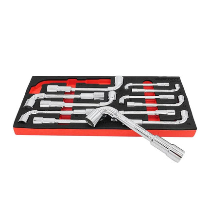 BoxoUSA 12-Piece Metric 6-Point Angled Socket Wrench Set, L-Shaped | 1/3rd EVA Foam BX030-R2
