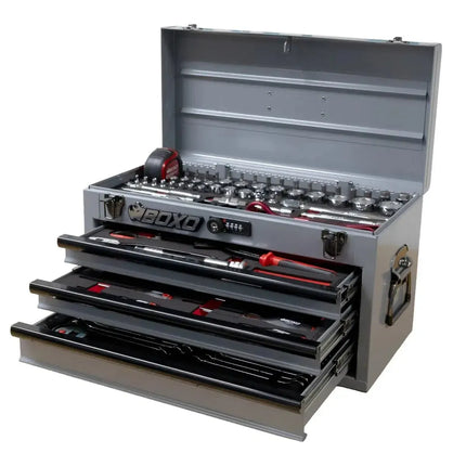BoxoUSA MotoBox | 103-Piece Metric Motorcycle 3-Drawer Hand Carry Tool Box MOTOBX1-NGY1