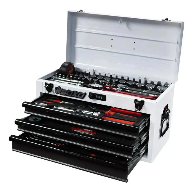 BoxoUSA MotoBox | 103-Piece Metric Motorcycle 3-Drawer Hand Carry Tool Box MOTOBX1