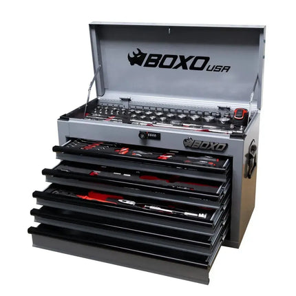 BoxoUSA MotoBox | 103-Piece Metric Motorcycle Tool Set with 5-Drawer Hand Carry Tool Box MOTOBX5-GY