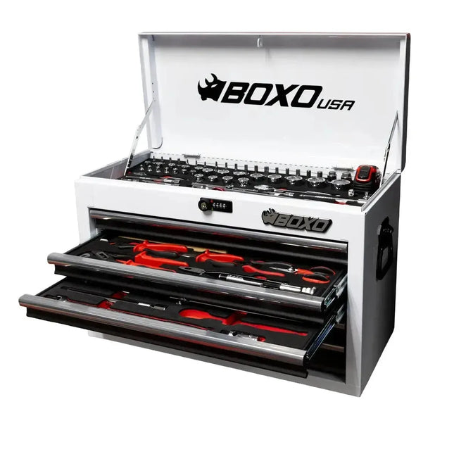 BoxoUSA MotoBox | 103-Piece Metric Motorcycle Tool Set with 5-Drawer Hand Carry Tool Box MOTOBX5-W