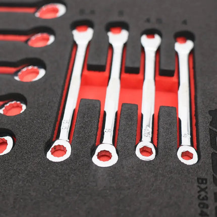 BoxoUSA 10-Piece Metric Mini Open Box End Combination Wrench Set | 1/9 Drawer EVA Foam BX364-R2