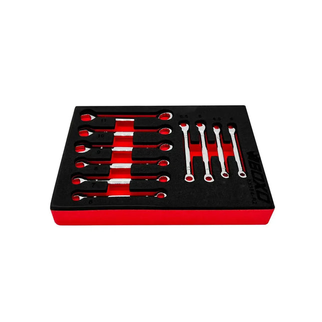 BoxoUSA 10-Piece Metric Mini Open Box End Combination Wrench Set | 1/9 Drawer EVA Foam BX364-R2