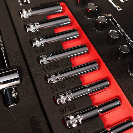 65-Piece 1/4" Drive SAE 6-Point Socket Set | 1/3rd EVA Foam