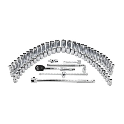 BoxoUSA 68-Piece 1/2" Drive 6-Point Metric & SAE Master Chrome Socket Set | 3/3rd EVA Foam BX510-R2