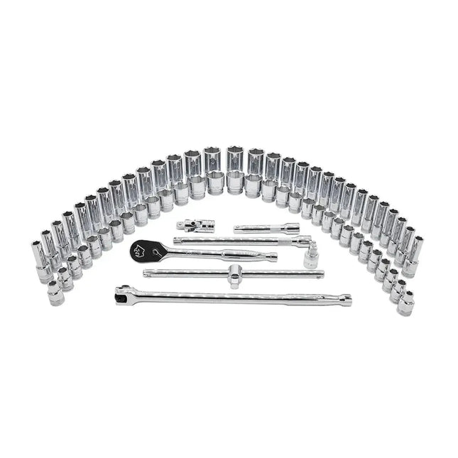 BoxoUSA 68-Piece 1/2" Drive 6-Point Metric & SAE Master Chrome Socket Set | 3/3rd EVA Foam BX510-R2