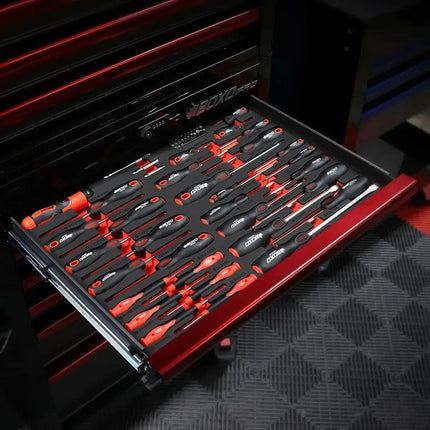 BoxoUSA 64-Piece Master Screwdriver & Bit Set | 3/3 Drawer EVA Foam BX635-R