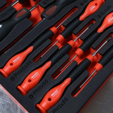 BoxoUSA 64-Piece Master Screwdriver & Bit Set | 3/3 Drawer EVA Foam BX635-R