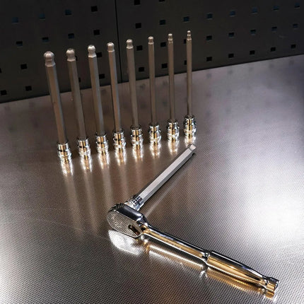 BoxoUSA 9-Piece 3/8" Drive Long Ball Point Hex Bit Socket Set | 1/6 Drawer EVA Foam BX656-R2