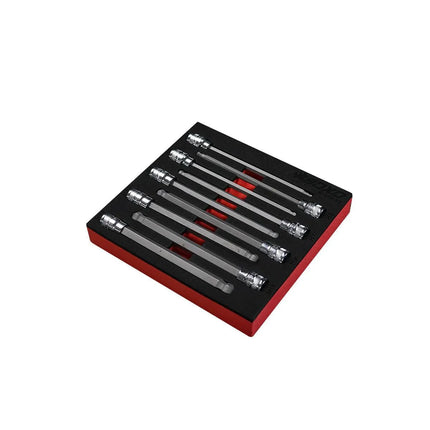 BoxoUSA 9-Piece 3/8" Drive Long Ball Point Hex Bit Socket Set | 1/6 Drawer EVA Foam BX656-R2