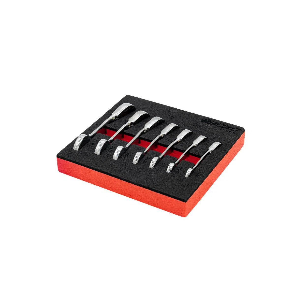 7-Piece Stubby SAE Reversible Ratcheting Combo Wrench Set | 1/9th 7-Piece Stubby SAE Reversible Ratcheting Combo Wrench Set | 1/9th