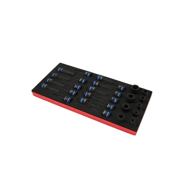 BoxoUSA 28-Piece 1/2" Drive Impact E-Torx, Torx, and Hex Socket Set | 1/3 Drawer EVA Foam BX806-R
