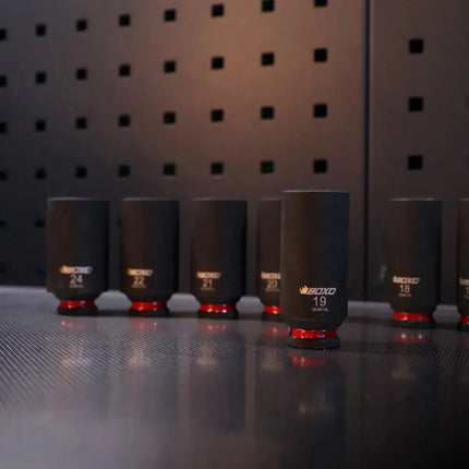 BoxoUSA 18-Piece 3/8" Drive 6-Point Metric Deep Impact Socket Set | 2/9 Drawer EVA Foam BX834-R