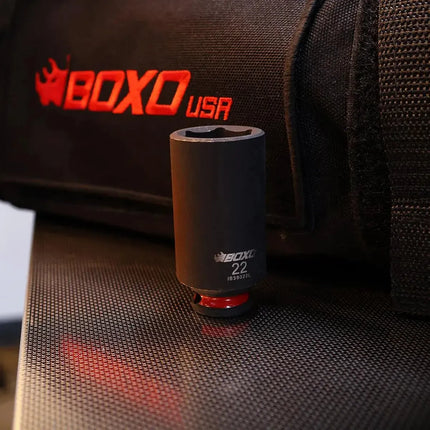 BoxoUSA 18-Piece 3/8" Drive 6-Point Metric Deep Impact Socket Set | 2/9 Drawer EVA Foam BX834-R