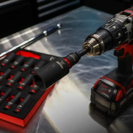 BoxoUSA 18-Piece 3/8" Drive 6-Point Metric Deep Impact Socket Set | 2/9 Drawer EVA Foam BX834-R