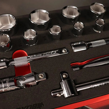 21-Piece 1/2" Drive 6-Point SAE Socket Set | 1/3 Drawer EVA Foam