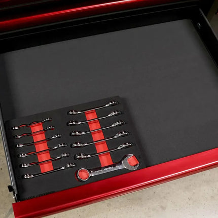 BoxoUSA 12-Piece Metric Stubby Combination Spanner Set | 2/9 Drawer EVA Foam BX871-R2