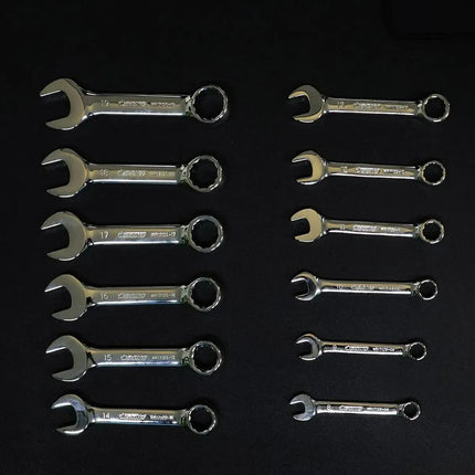 BoxoUSA 12-Piece Metric Stubby Combination Spanner Set | 2/9 Drawer EVA Foam BX871-R2