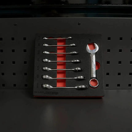 BoxoUSA 8-Piece SAE Stubby Combination Spanner Set | 1/6 Drawer EVA Foam BX872-R2