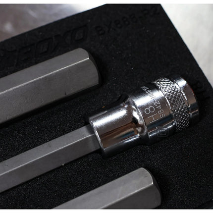 BoxoUSA 7-Piece 1/2" Drive Long Hex Bit Socket | 1/6 Drawer EVA Foam BX886-R2