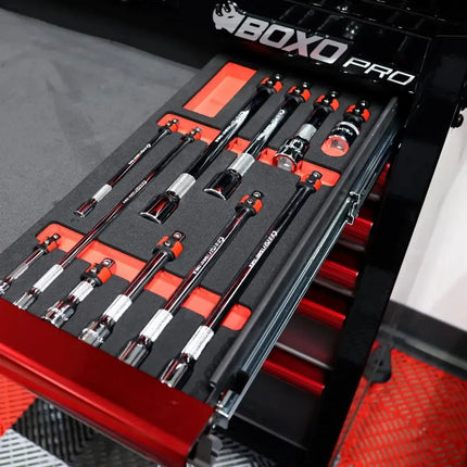 BoxoUSA 11-Piece Master Quick Release Locking Extension Bar Set | 1/3 Drawer EVA Foam BX894-R2
