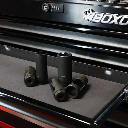 BoxoUSA 7-Piece Metric & SAE Oxygen Sensor & Sending Unit Socket Set | 1/6 Drawer EVA Foam BX898-R