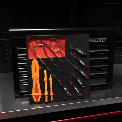 BoxoUSA 9-Piece Hook and Hose Removal Set | 2/3 Drawer EVA Foam BX915-R