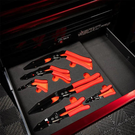 BoxoUSA 6-Piece Pinch Off Pliers Set | 2/3 Drawer EVA Foam BX917-R
