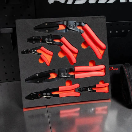 BoxoUSA 6-Piece Pinch Off Pliers Set | 2/3 Drawer EVA Foam BX917-R