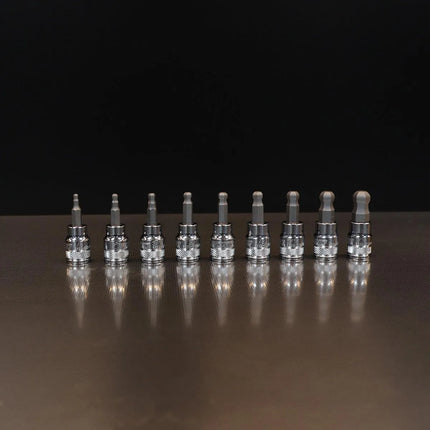 BoxoUSA 9-Piece 3/8" Drive SAE Ball Point Hex Bit Socket Set | 1/9 Drawer EVA Foam BX926-R2