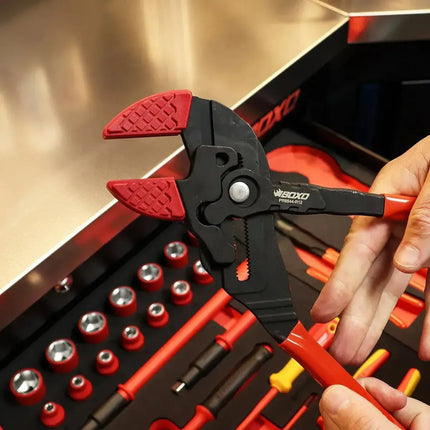 BoxoUSA 3-Piece Non-Marring Plier Wrench Set | 1/3 Drawer EVA Foam BX931-R