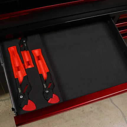 BoxoUSA 3-Piece Non-Marring Plier Wrench Set | 1/3 Drawer EVA Foam BX931-R