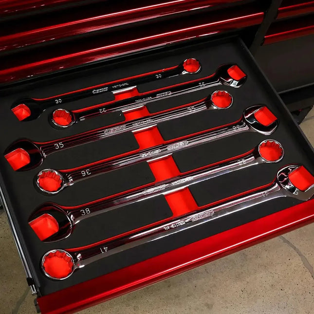 BoxoUSA 6-Piece Metric Extra Long Combination Wrench Set | 3/3 Drawer EVA Foam BX932-R2