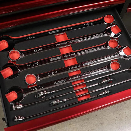 BoxoUSA 9-Piece SAE Extra Long Combination Wrench Set | 3/3 Drawer EVA Foam BX933-R2
