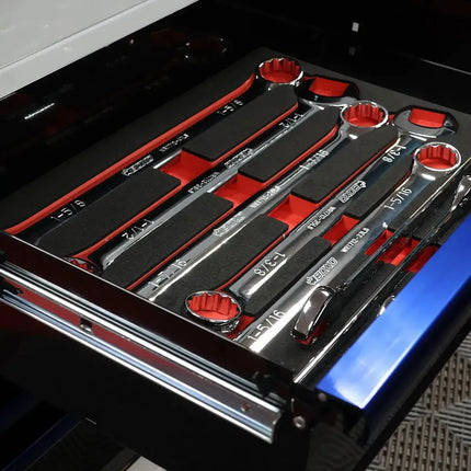 BoxoUSA 9-Piece SAE Extra Long Combination Wrench Set | 3/3 Drawer EVA Foam BX933-R2