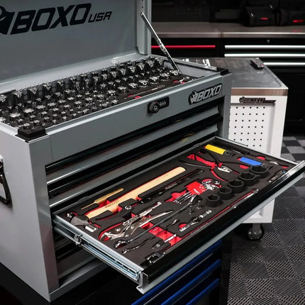 BoxoUSA UTV Box | 190-Piece Metric and SAE UTV Tool Set with 5-Drawer Hand Carry Tool Box UTVBX-BK-BK
