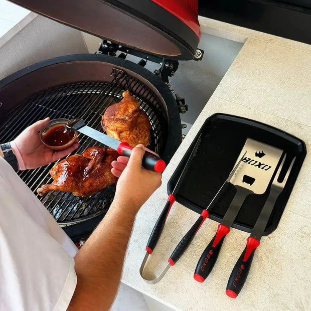 BoxoUSA 4-Piece Stainless Steel BBQ Utensil Tool Set BXC-089