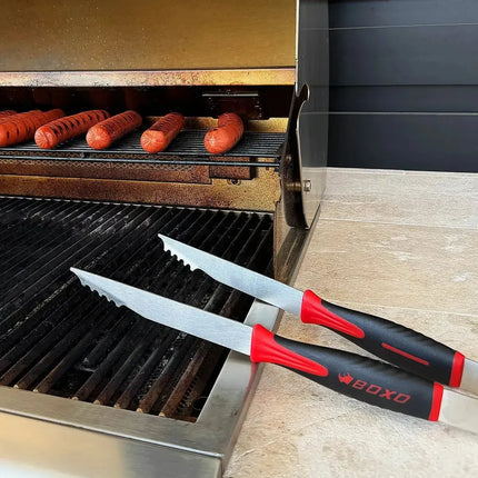BoxoUSA 4-Piece Stainless Steel BBQ Utensil Tool Set BXC-089