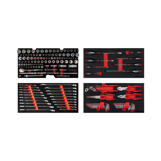 159-Piece, 6 and 12-Point, Metric and SAE Combo Tool Set for 3-Drawer Hand Carry Box