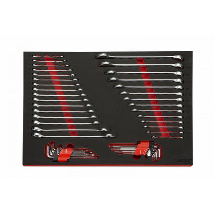 Pro Series | 45" 19-Drawer Rolling Tool Box With 217-Piece Master Tool Set | Gloss Black, Red Trim